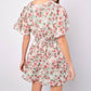Apricot - Watercolor Floral Chiffon Dress