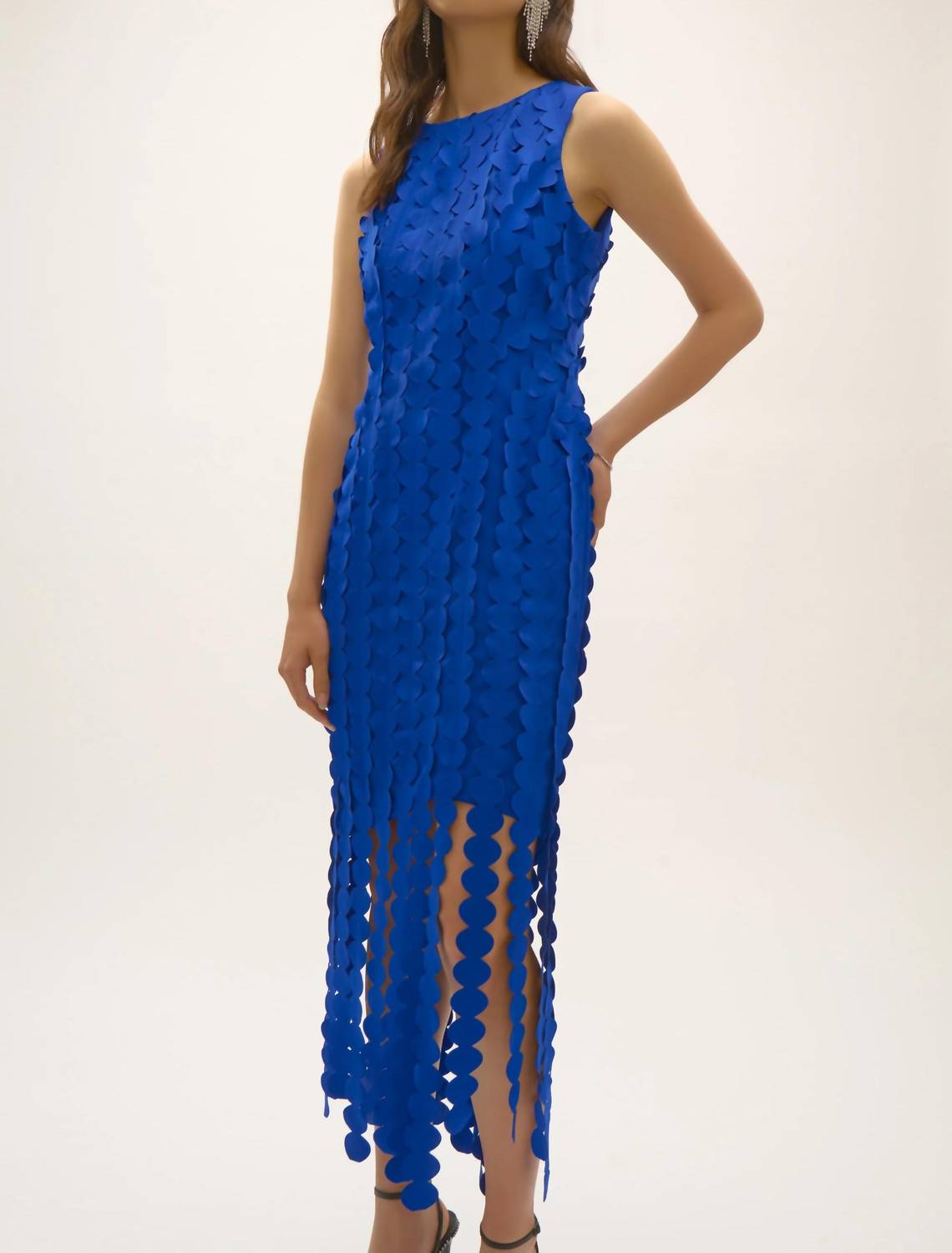 Joseph Ribkoff - Circle Fringe Sleeveless Midi Sheath Dress