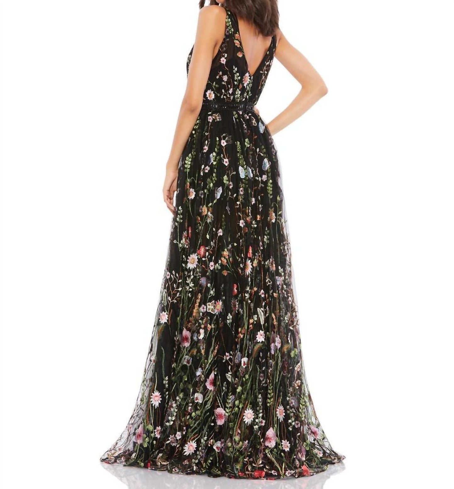 Mac Duggal - Floral Embroidered Sleeveless Gown