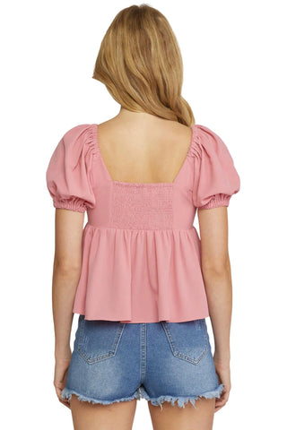 Entro - Bubble Sleeve Babydoll Top