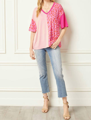 Entro - Color Block Leopard Top