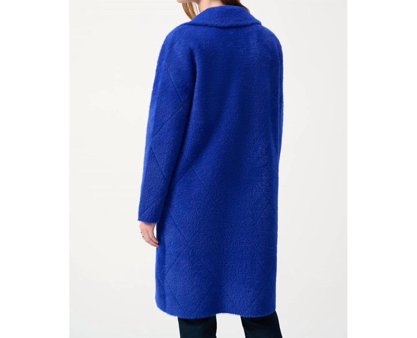 Joseph Ribkoff - Quilted Fuzzy Knit Long Sleeve Coat