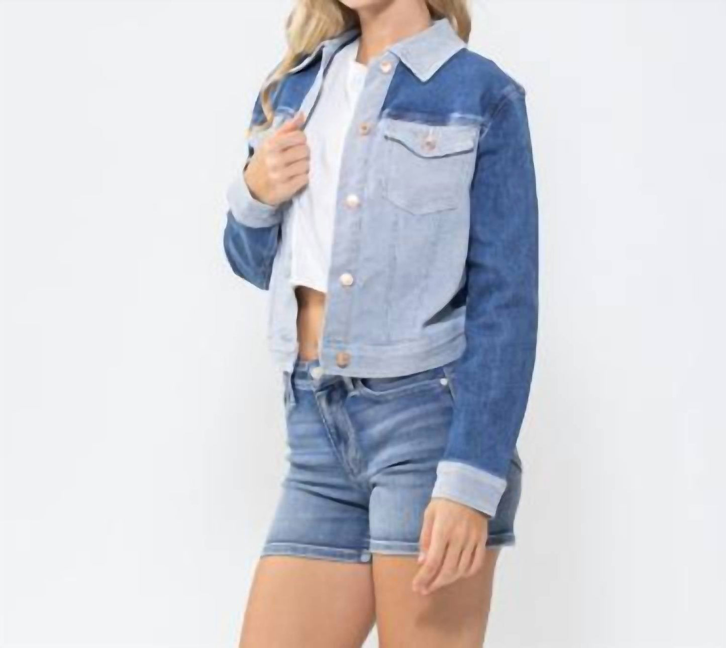 Judy Blue - Two Toned Color Denim Jacket
