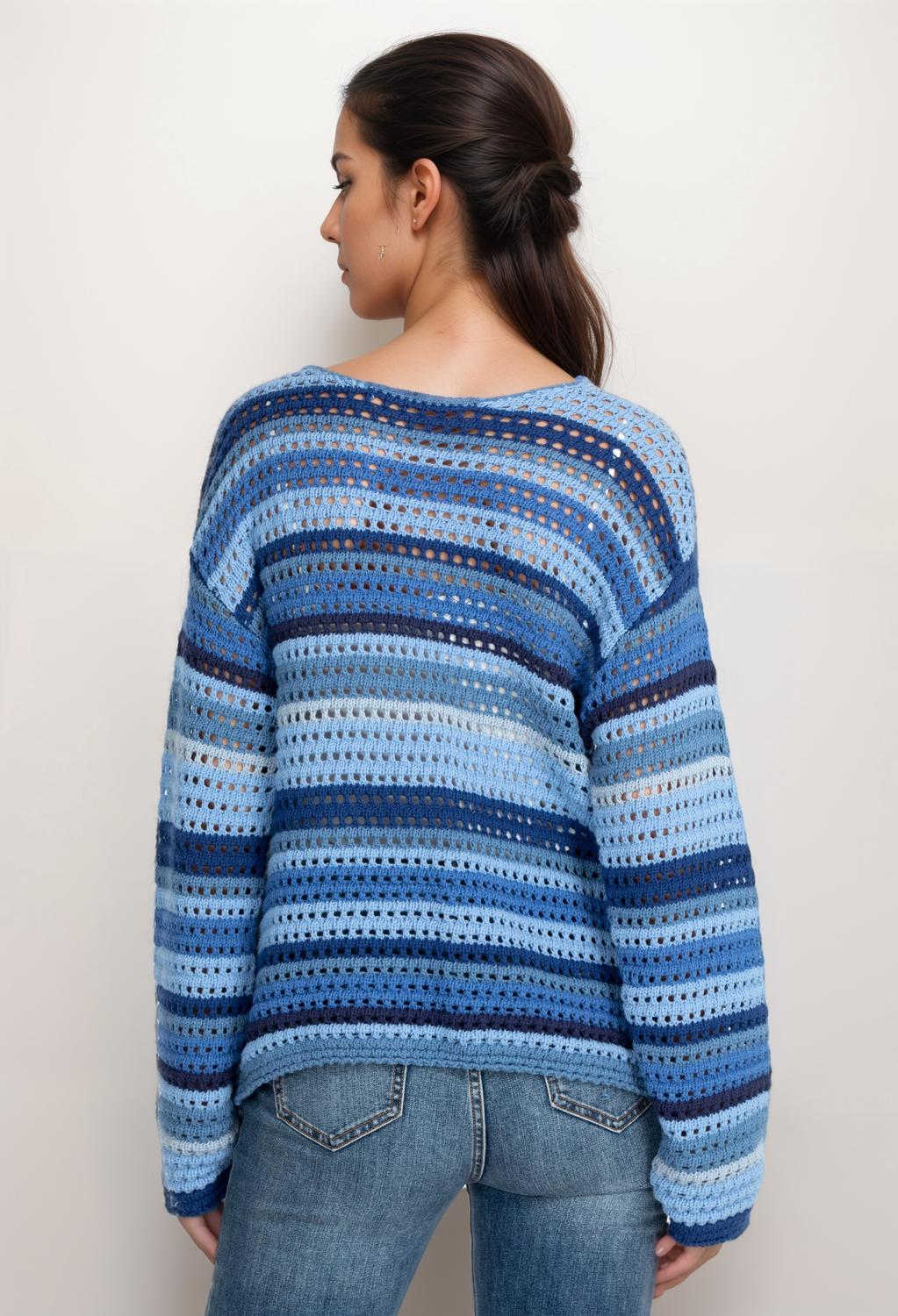 Johnny Was - Striped Crochet Sweater
