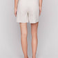 Charlie B - Linen Blend Stretch Shorts With Button Detail