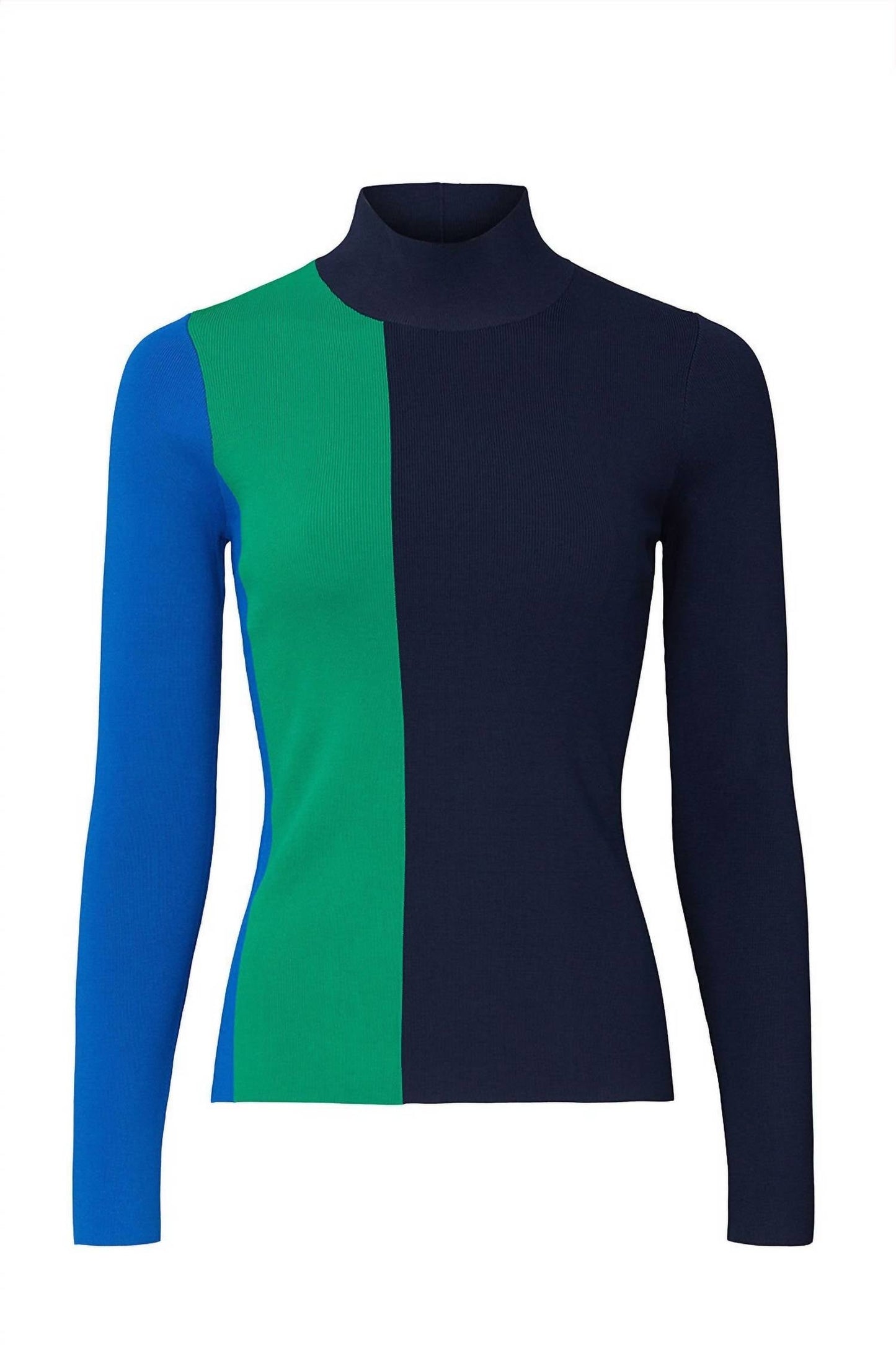 Tory Burch - BLOCK STRIPE TECH KNIT TURTLENECK SWEATER