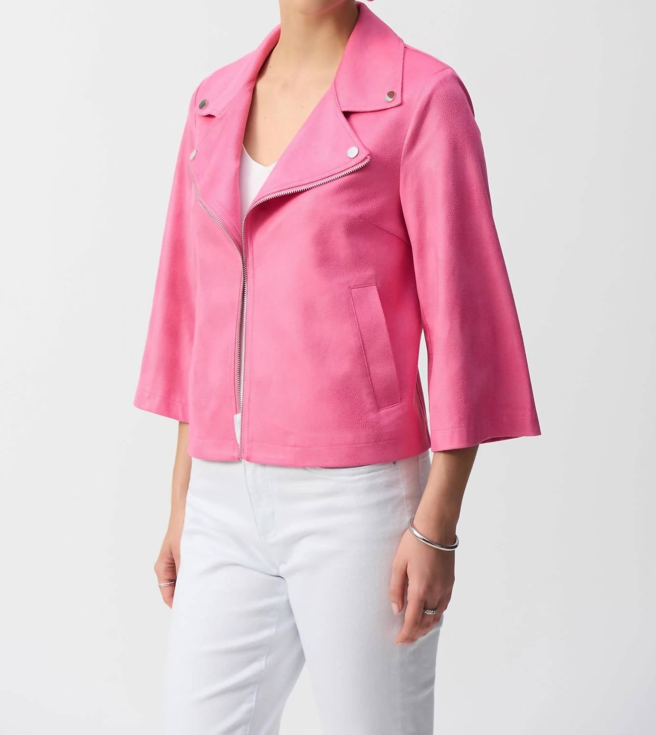 Joseph Ribkoff - Foiled Faux Suede Swing Jacket