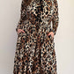 The Curve La - Plus Size Animal Print Flare Dress With Bow Details