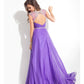 Rachel Allan - Beaded High Mesh Neckline Chiffon Gown