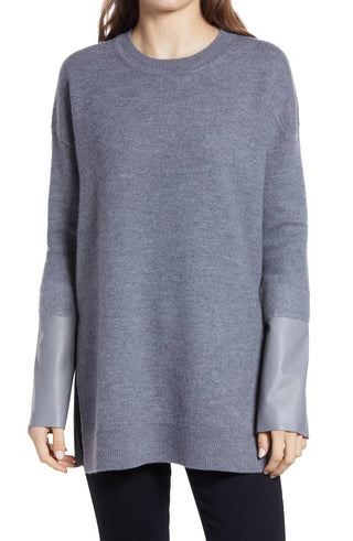 Allsaints - Essy Leather Cuff Wool Sweater