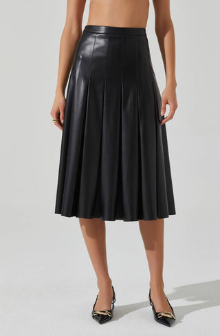 Astr - Vena Pleated Faux Leather Skirt