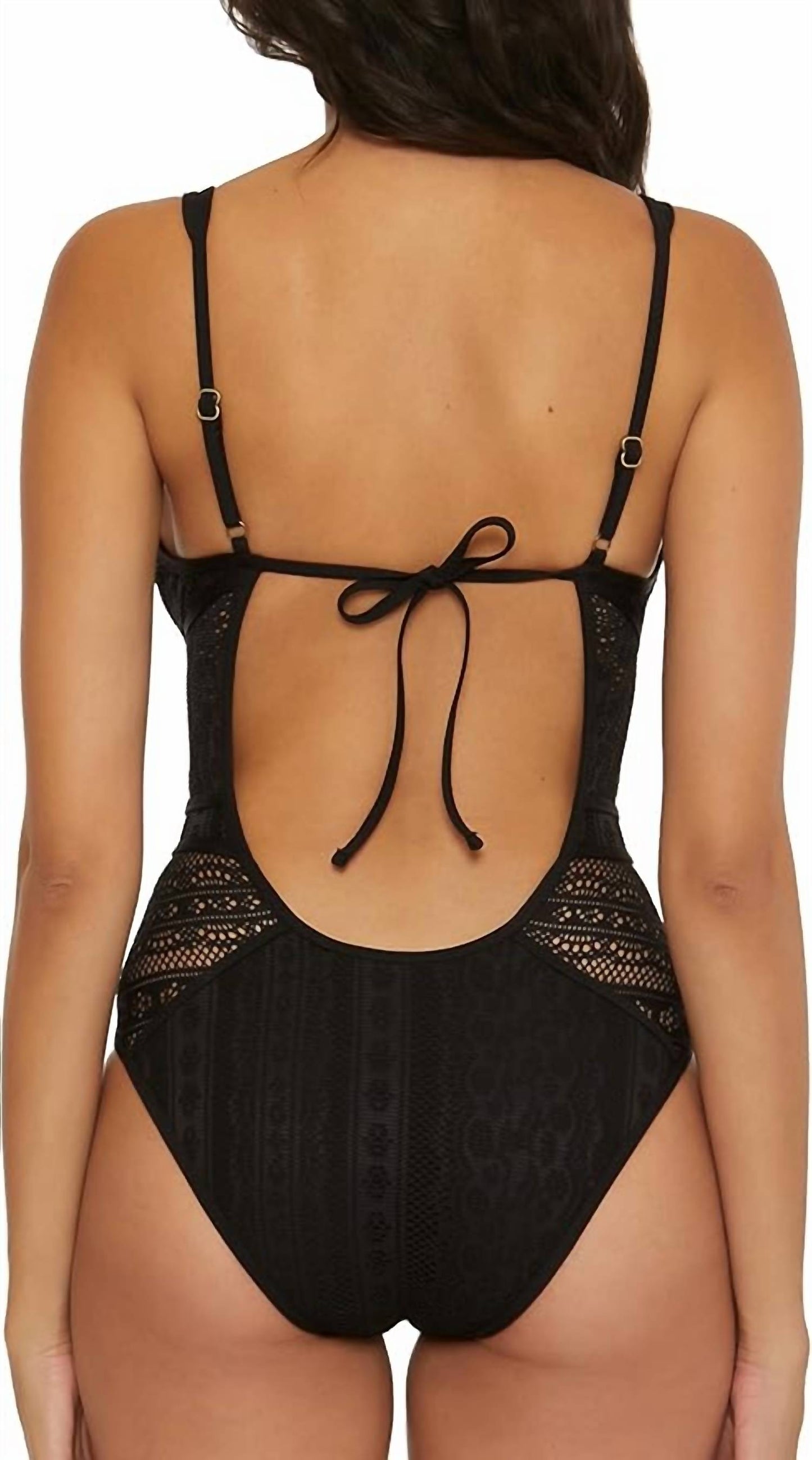 Becca - One Piece Swimsuit Crochet Plunge Neck