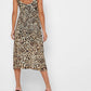 Topshop - Animal Print Plunge Neckline Mesh Midi Dress