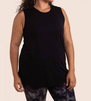Mono B - Notched Sleeveless Flowy Tank Top