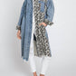 Oli & Hali - Long Color Block Leopard Denim Jacket
