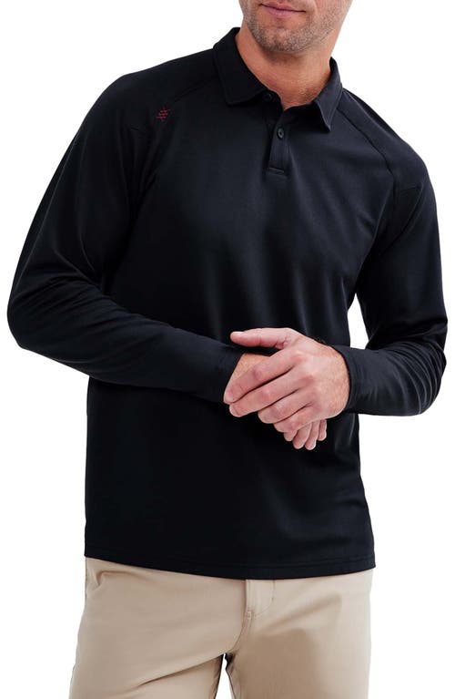 Rhone Delta Piqué Long Sleeve Golf Polo in Black  Size Medium