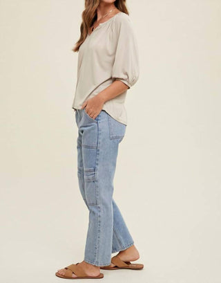 Wishlist - DROP SHOULDER KNIT TOP WITH NOTCH DETAIL