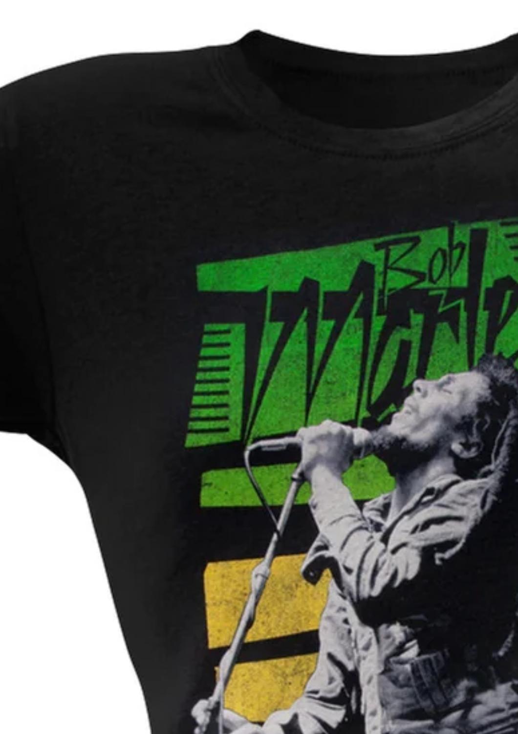 Bob Marley - Teen's Rasta Stripe Portrait Soft Short Sleeve T-shirt