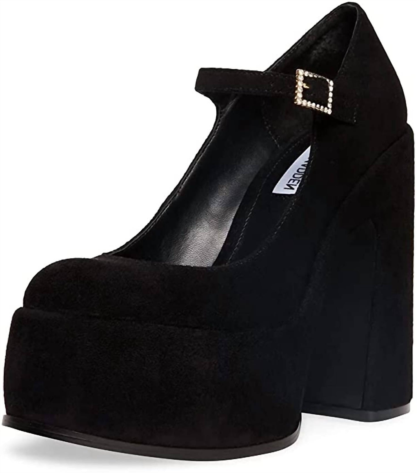 Steve Madden - Women's Elyssa Block Heel Retro Mary Jane Velvet Platform Pumps