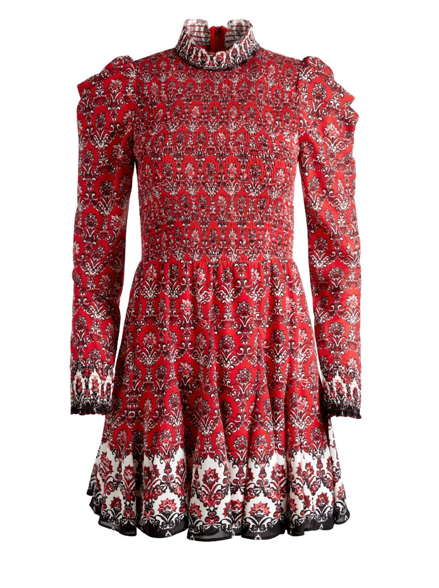 Alice + Olivia - Elvira Smocked Bodice Mini Dress