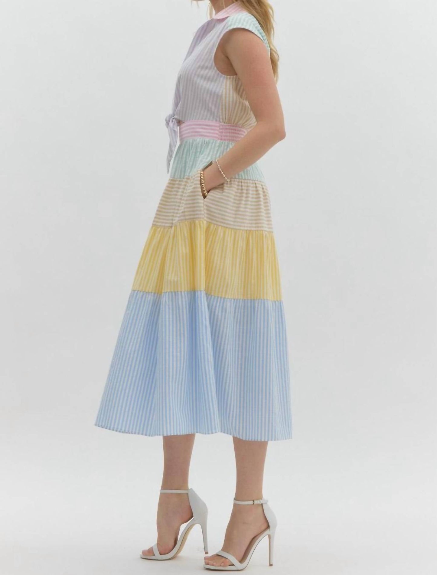 Entro - Striped Midi Dress