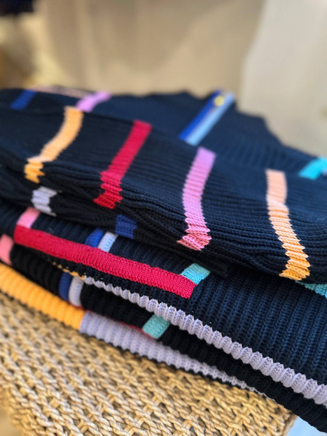 &Isla - Conner 1/2 Zip Mock Neck Striped Sweater