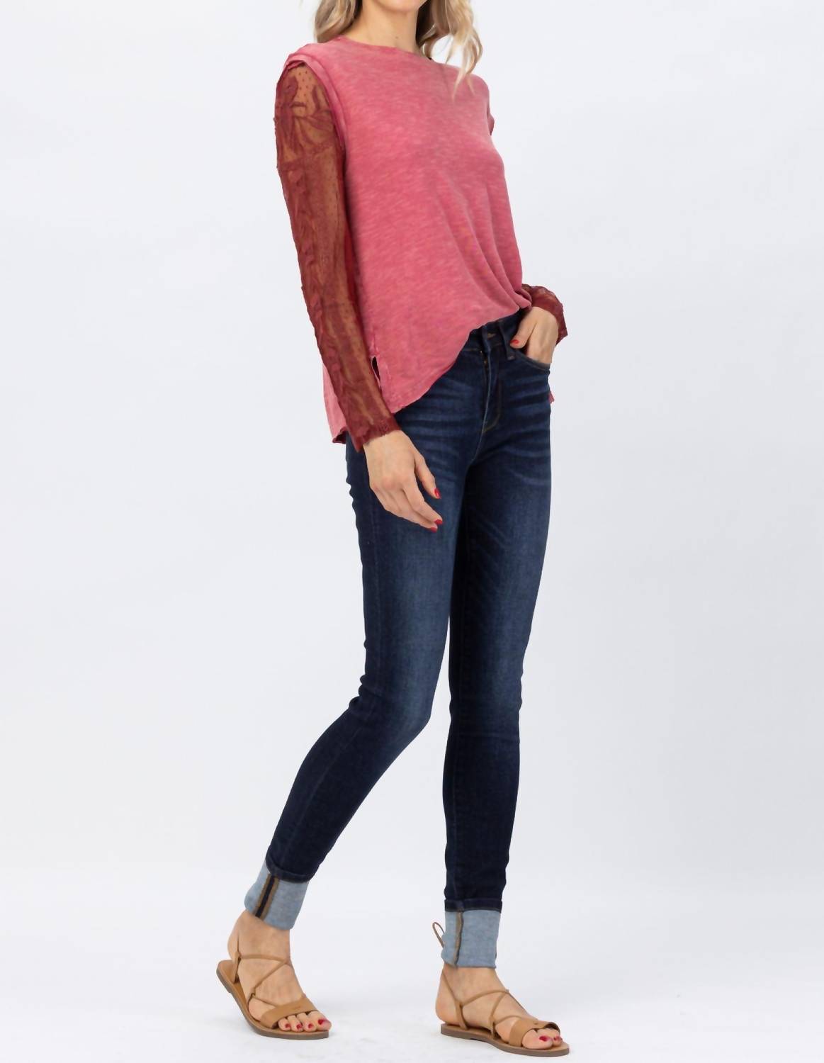 Judy Blue - Mid Rise Long Inseam Skinny Denim Jeans