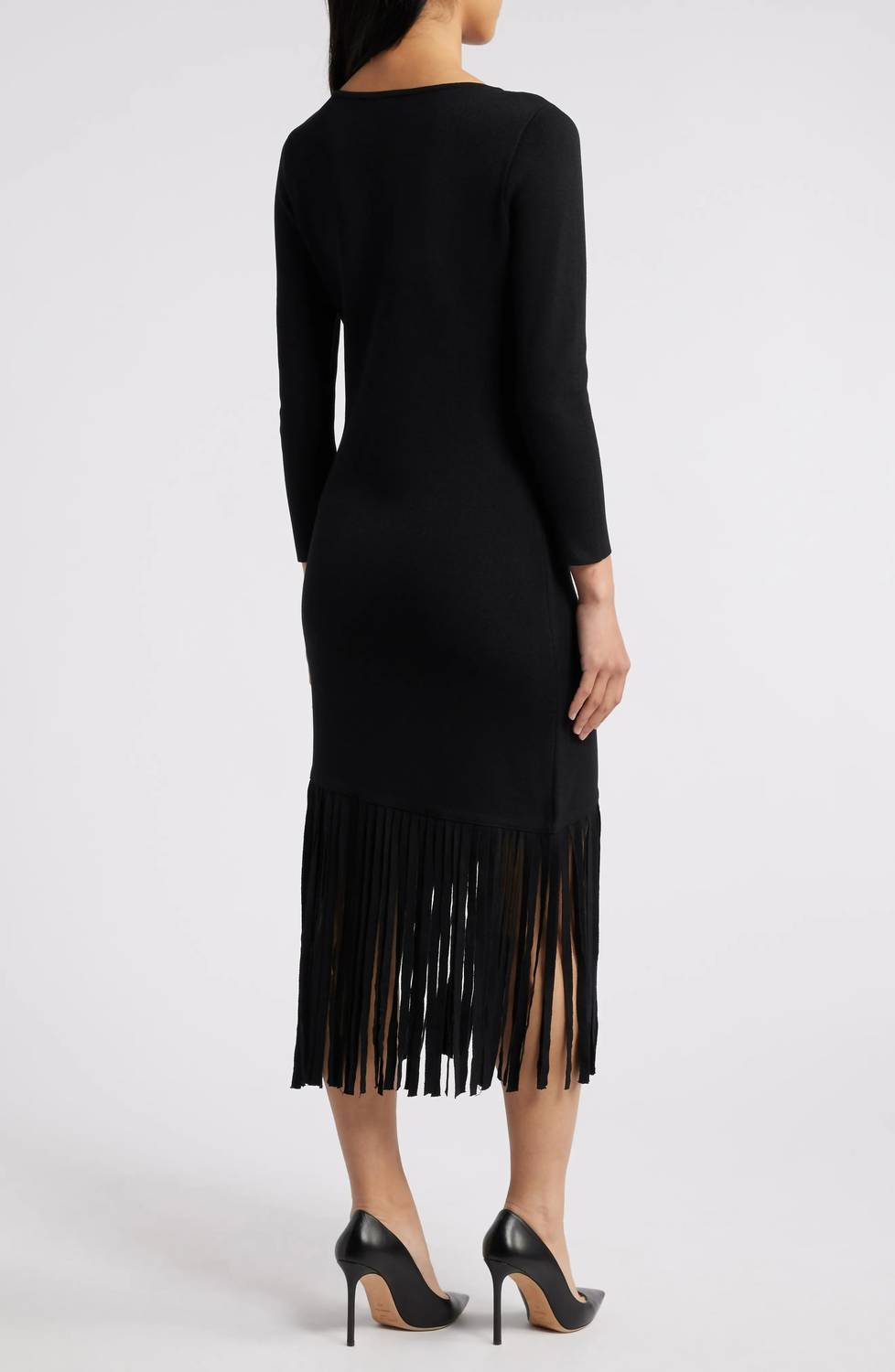 Anne Klein - Fringe Hem Sweater Dress