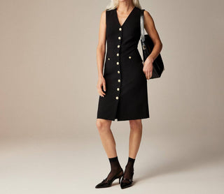 J.Crew - Buttoned Sheath Dress In Italian Stretch Wool Blend
