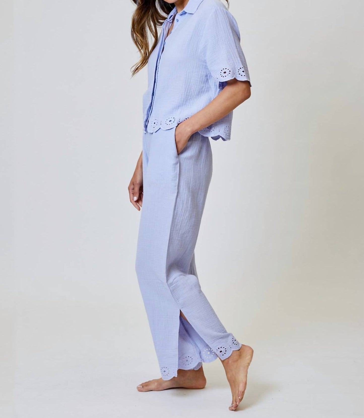 Design History - Embroidered Pant And Shirt Set