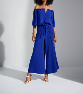 Joseph Ribkoff - Off-shoulder Belted Wide Leg Jumpsuit