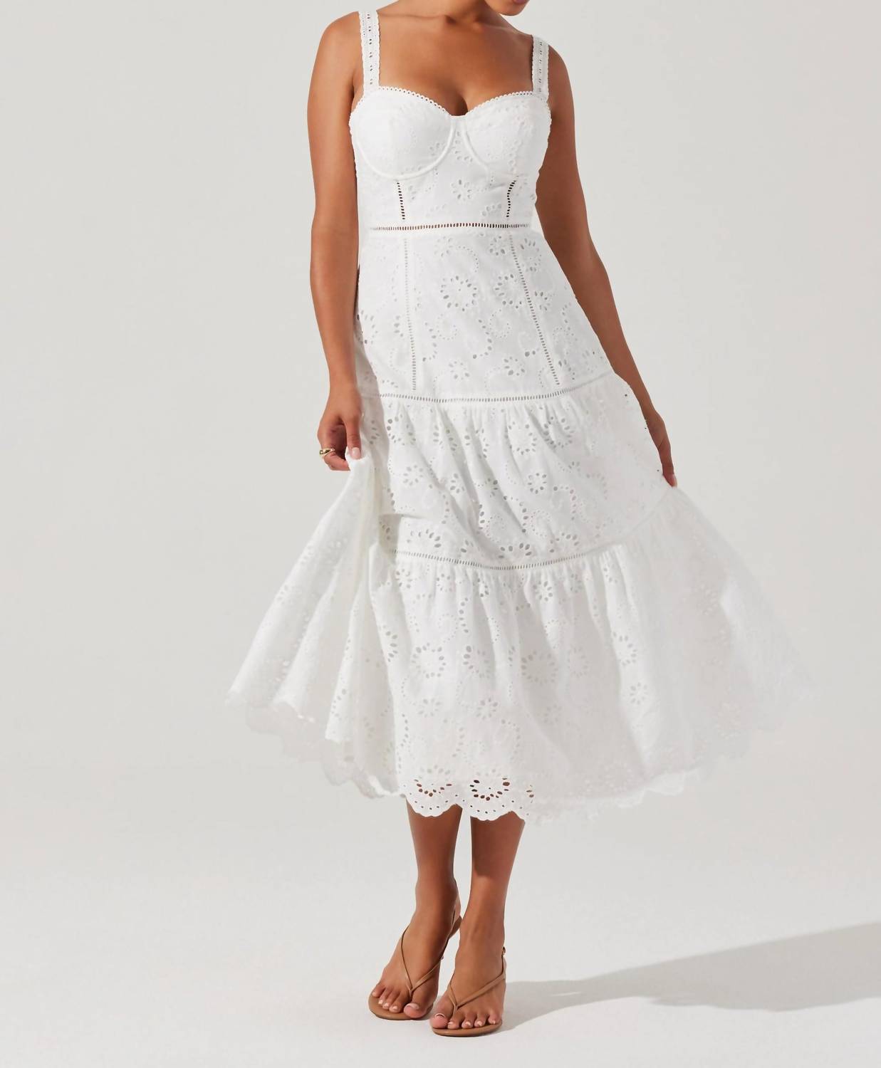 Astr - Pellagia Eyelet Midi Dress