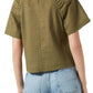 Frame - DRAPED SHORT SLEEVE COTTON BLOUSE