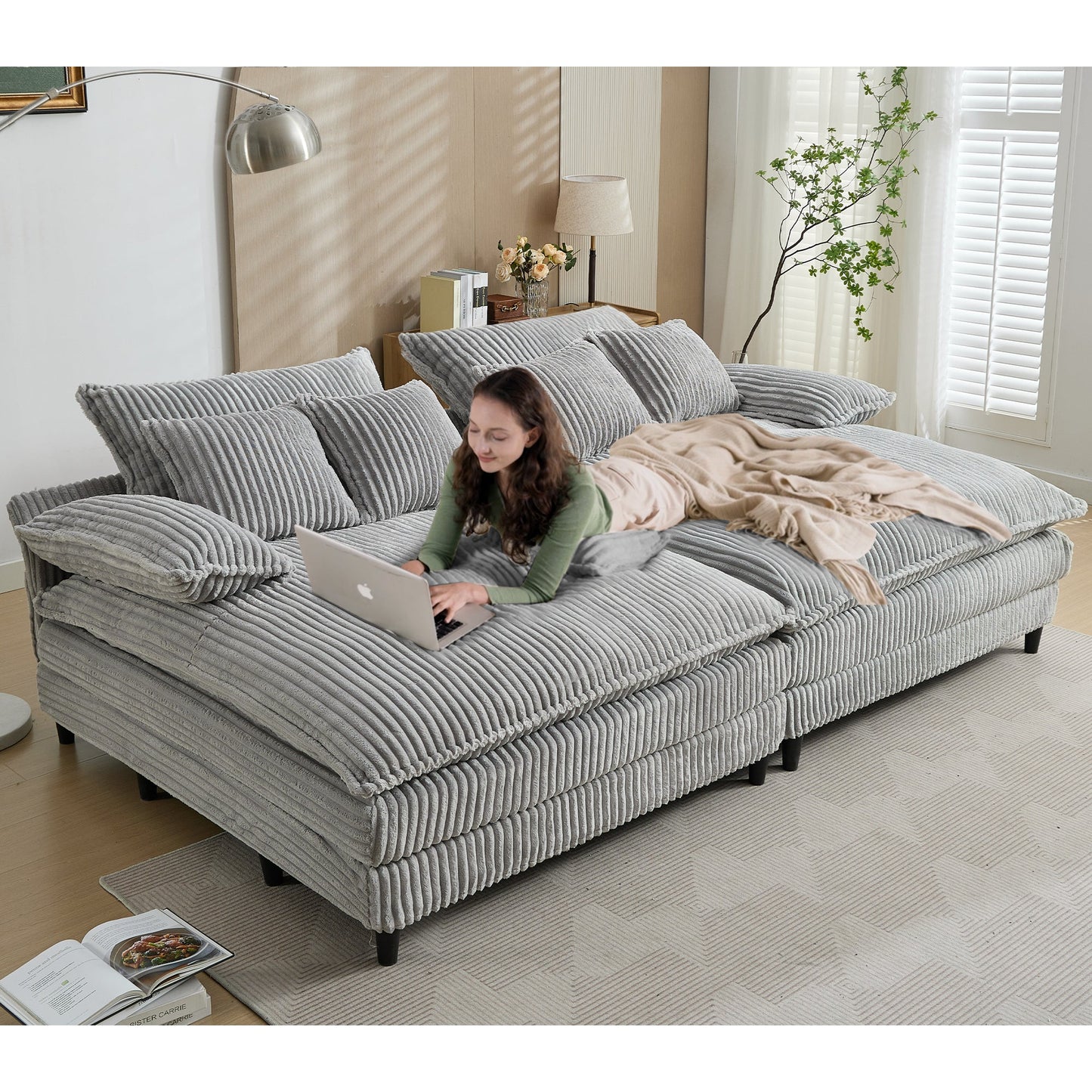 109" W Oversized Double Lounge Chaise Sofa