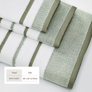 Decorative Cotton Stripe Bath Towel Set - Noelle Collection