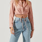 Astr - Perry Satin Wrap Front Tie Waist Top