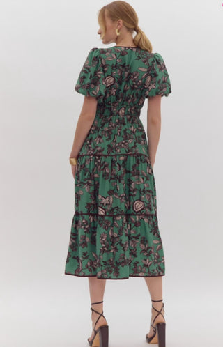 Entro - Floral Tiered Midi Dress