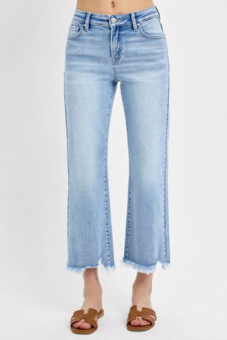 Risen - Mid-Rise Crop Straight Jeans