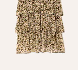 Bash - Midi Printed Ruffled Skirt