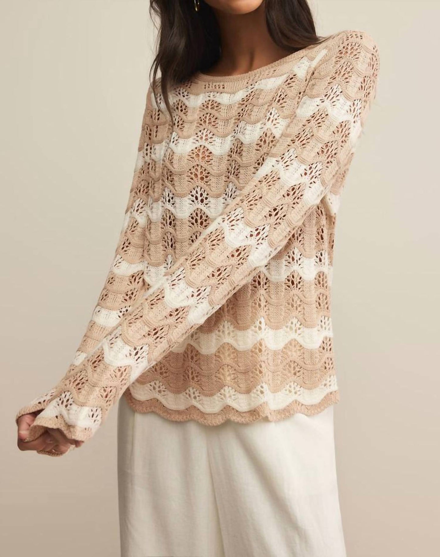 Z Supply - Azura Stripe Crochet Top Sweater