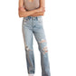 Judy Blue - High Rise Rigid Magic Destroyed Straight Jeans