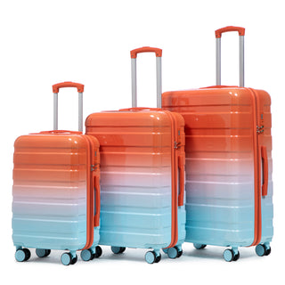 3-Piece Luggage Set – 20" / 24" / 28" ABS Spinner Suitcase with 360° Wheels & Combination Lock (Blue+Red)