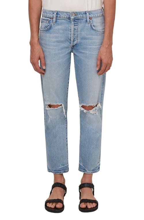 Citizens of Humanity Emerson Ripped Straight Leg Ankle Jeans in Sugarcoat, Size 31
