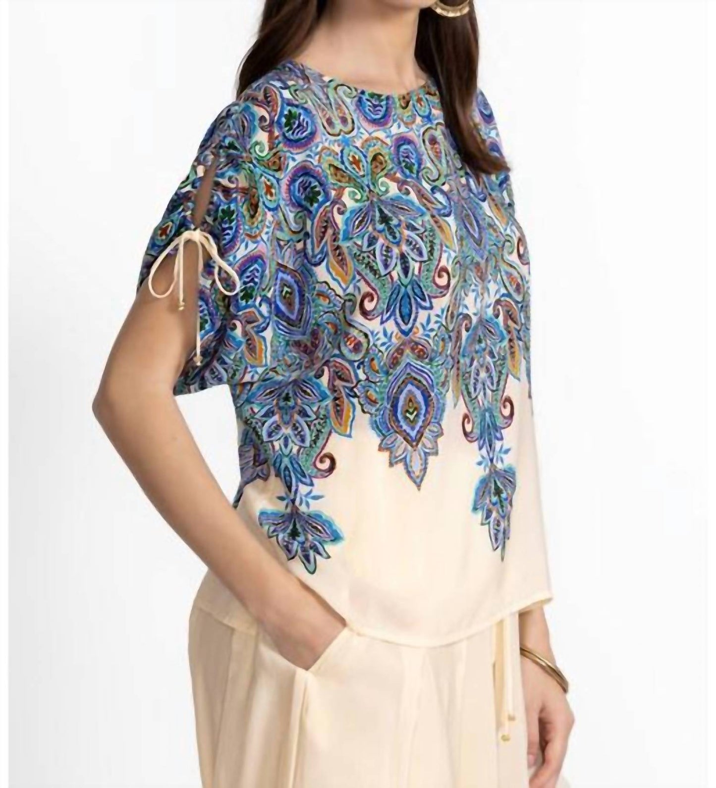 Johnny Was - RUCHED SLEEVE BLOUSE