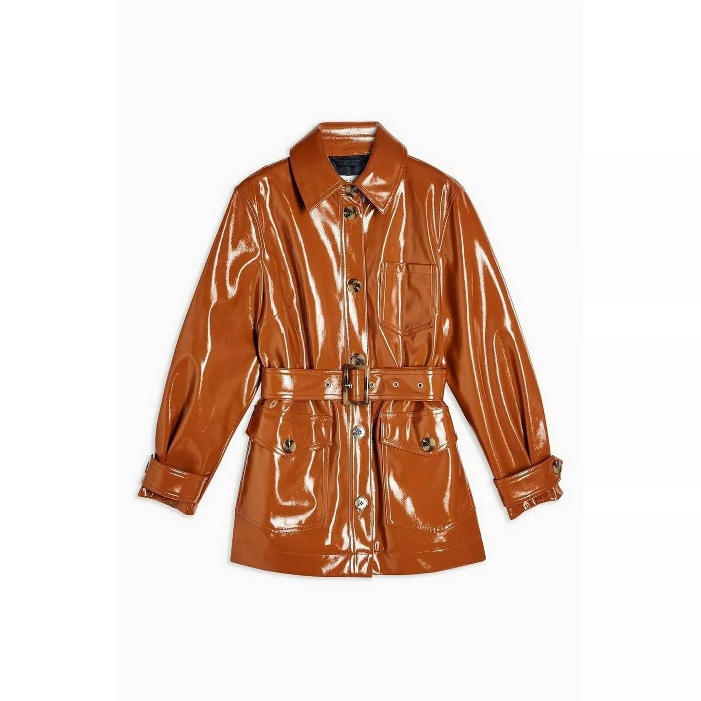 Topshop - High Gloss Patent Belted Coat