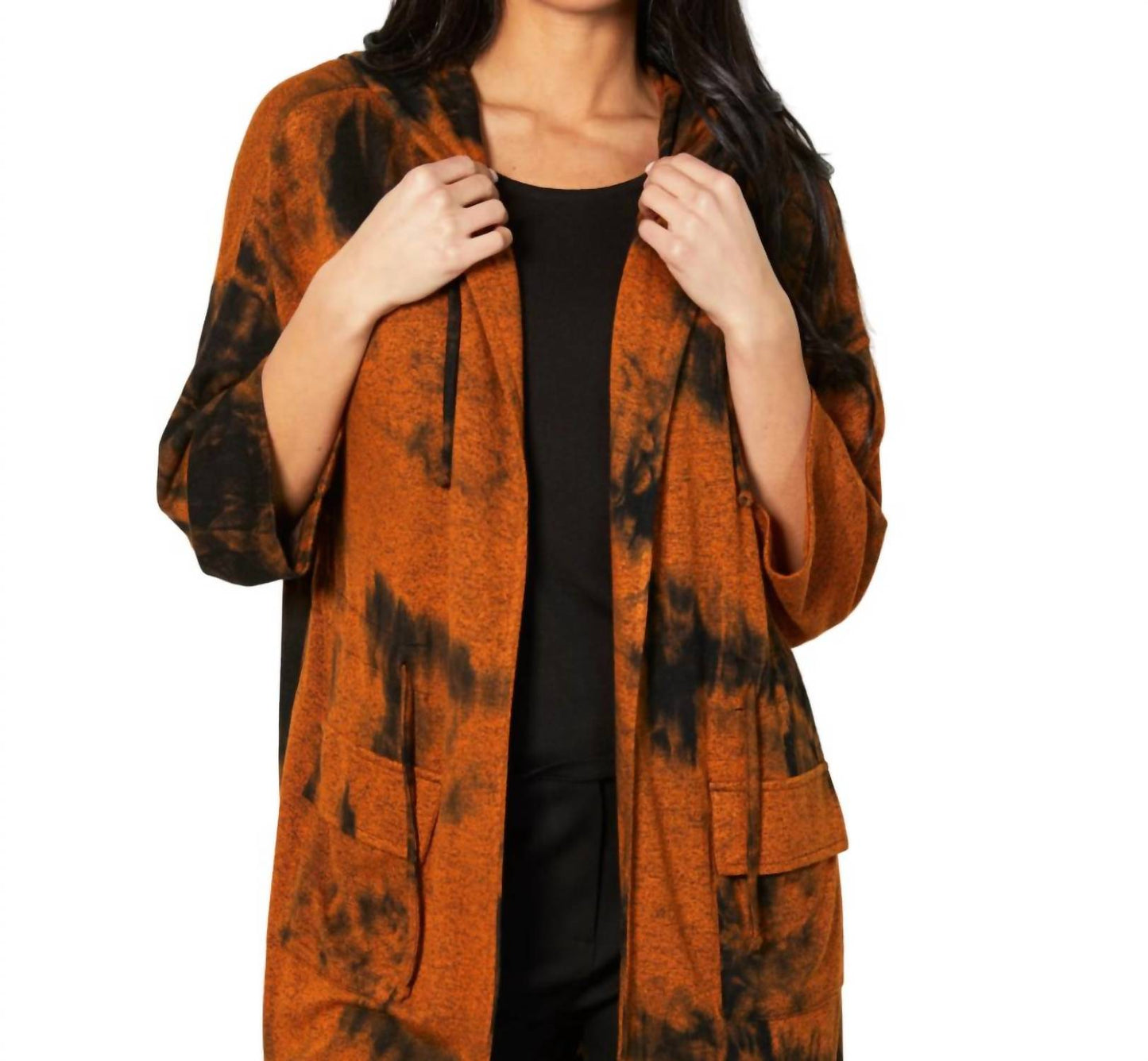 French Kyss - Marble Wash Drawstring Cardigan