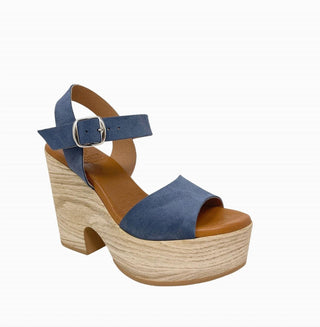 Liberitae - Zeo Blue Leather Platform Sandal