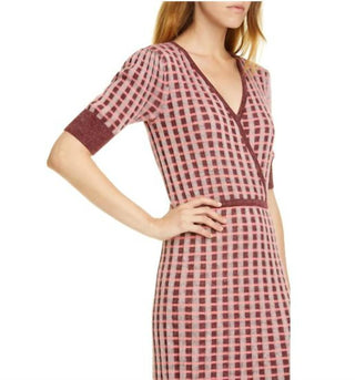 Kate Spade - Plaid Faux Wrap Knit Dress