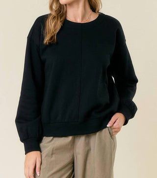 Doe And Rae - Fleece Drop Shoulder Long Sleeve Drawstring Back