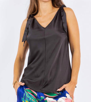 Paparazzi - Stretch Satin Solid Tie Shoulder Tank Top